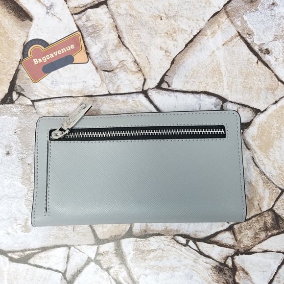 Staci Colorblock Large Slim Bifold Wallet in Nimbus Grey White Multi Kate Spade - Picture 6 of 7